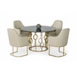 Pemberly Row Round Modern Metal & Glass Dining Table in Champagne Gold