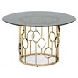 Pemberly Row Round Modern Metal & Glass Dining Table in Champagne Gold
