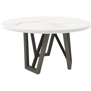 Pemberly Row Modern Dining 54&quot Round Wood Table in Gray Finish
