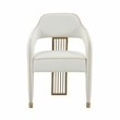 Pemberly Row Transitional Fabric Dining Chair in Cream/Gold Finish