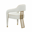 Pemberly Row Transitional Fabric Dining Chair in Cream/Gold Finish