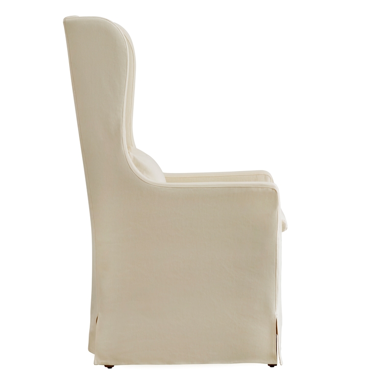 Pemberly Row Slipcovered Wood Wingback Parson Chair in Cream