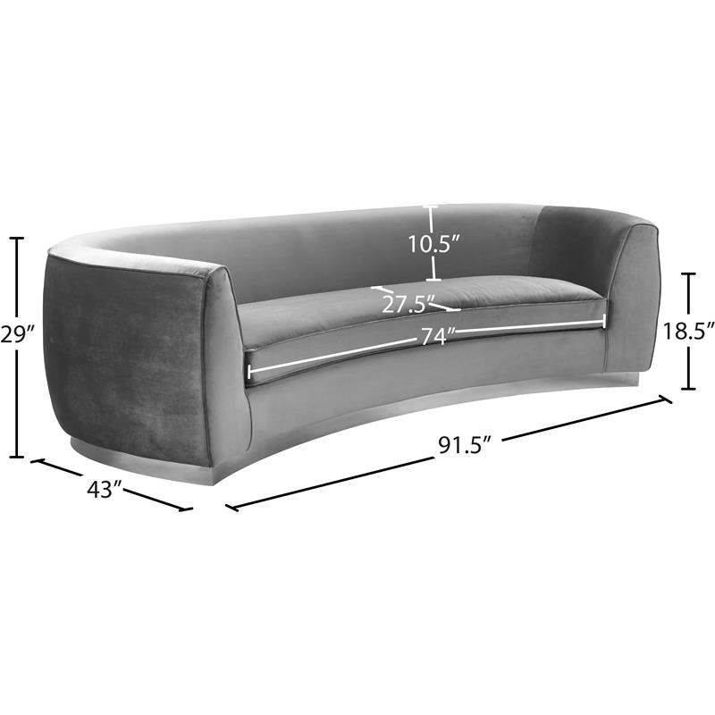 Pemberly Row Modern / Contemporary Upholstered Velvet Sofa in Gray