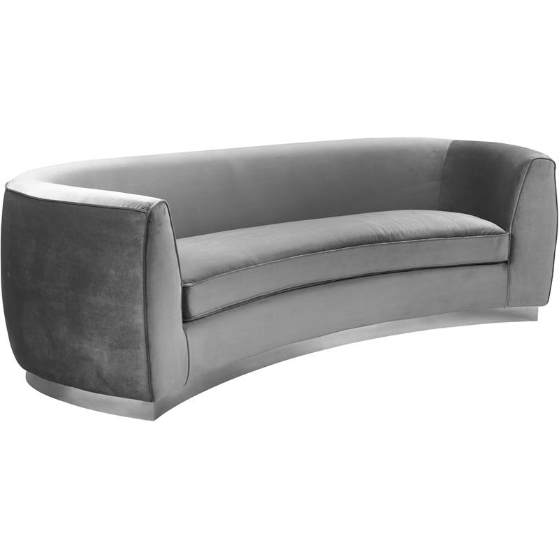Pemberly Row Modern / Contemporary Upholstered Velvet Sofa in Gray