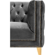 Pemberly Row Contemporary Velvet and Iron Loveseat in Soft Gray/Gold