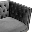 Pemberly Row Contemporary Velvet and Iron Loveseat in Soft Gray/Gold