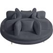 Pemberly Row Contemporary Velvet Roundabout Sofa with Iron Legs in Gray
