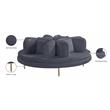 Pemberly Row Contemporary Velvet Roundabout Sofa with Iron Legs in Gray