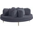 Pemberly Row Contemporary Velvet Roundabout Sofa with Iron Legs in Gray