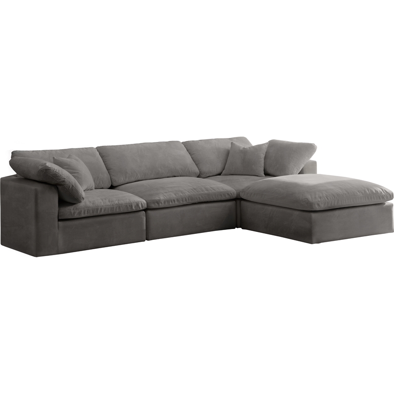 Pemberly Row Modern / Contemporary Gray Velvet Modular Sectional