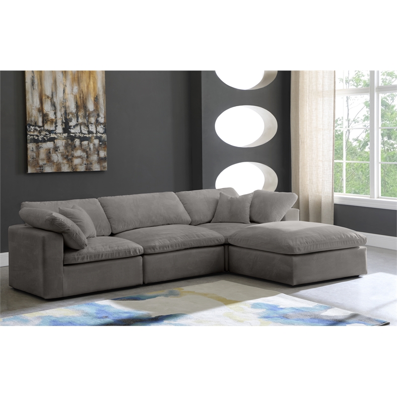 Pemberly Row Modern / Contemporary Gray Velvet Modular Sectional