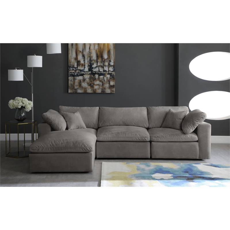 Pemberly Row Modern / Contemporary Gray Velvet Modular Sectional