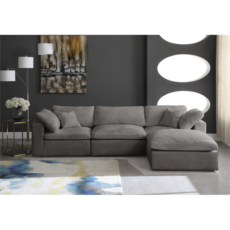 Pemberly Row Modern / Contemporary Gray Velvet Modular Sectional