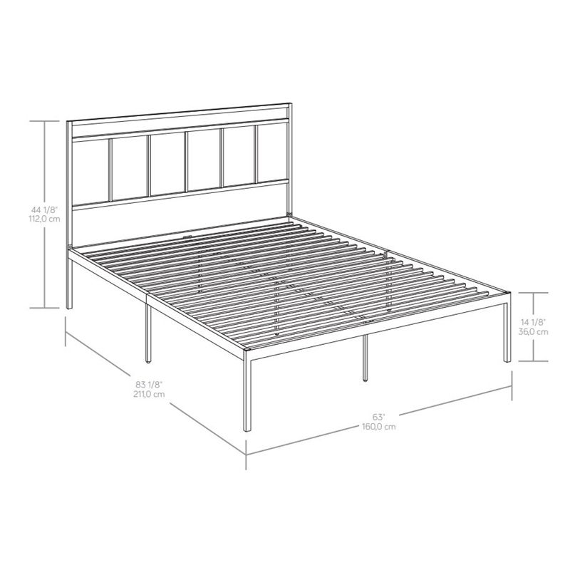 Pemberly Row Modern Metal Queen Platform Bed in Black Finish