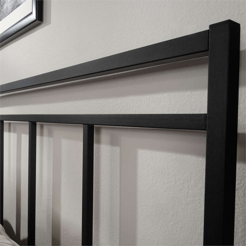 Pemberly Row Modern Metal Queen Platform Bed in Black Finish
