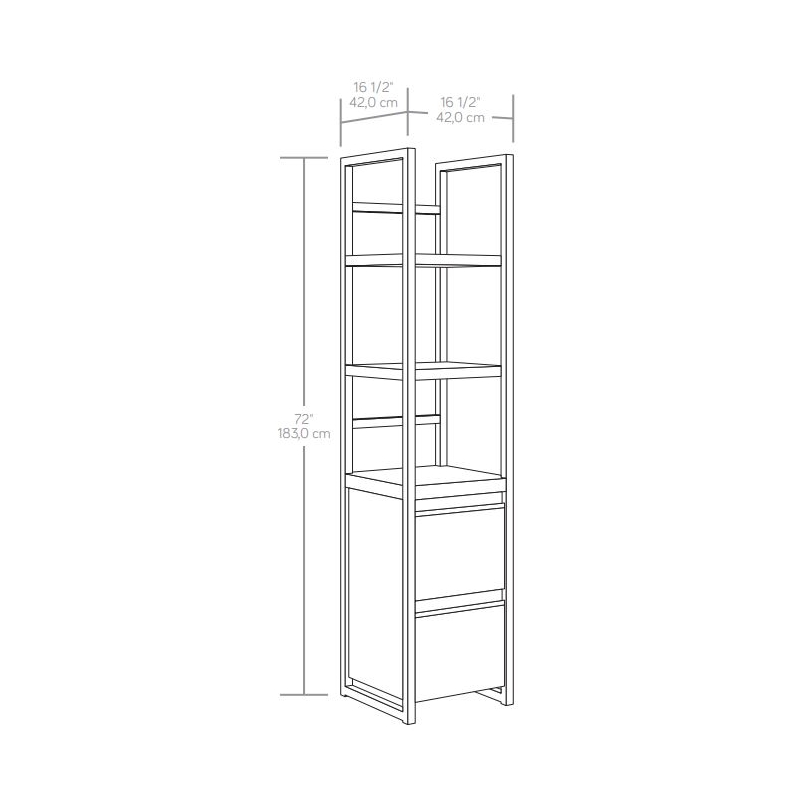 Pemberly Row Engineered Wood Narrow Storage Tower in Mystic Oak