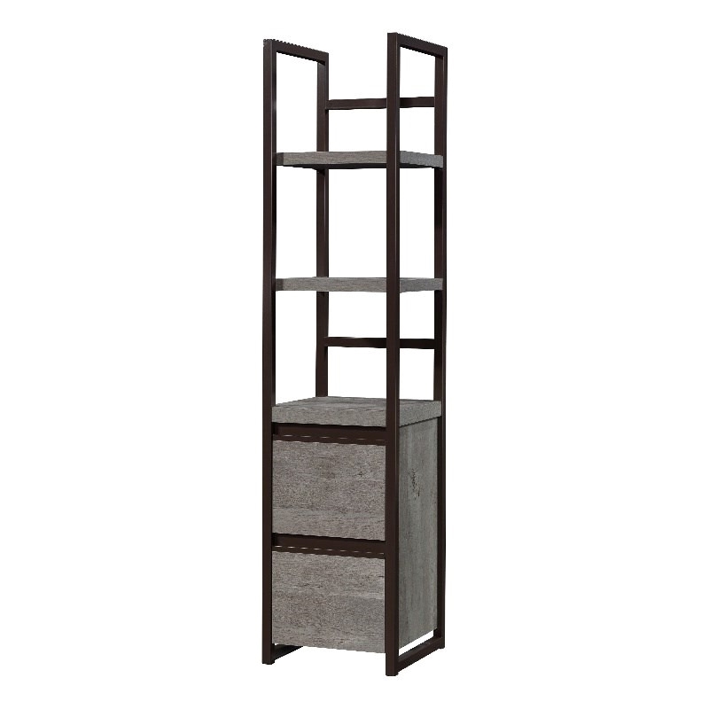 Pemberly Row Engineered Wood Narrow Storage Tower in Mystic Oak