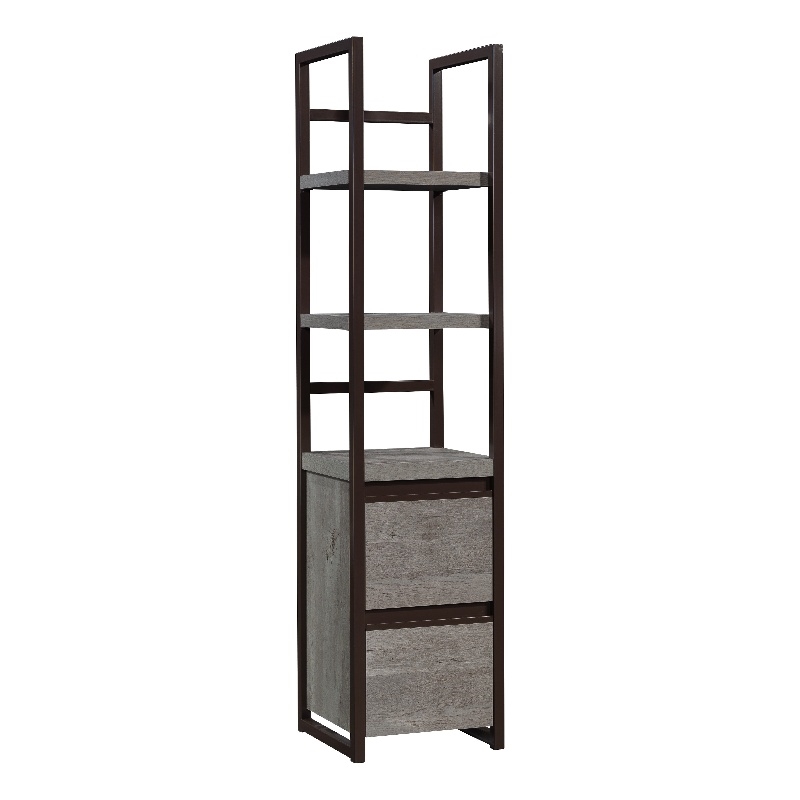 Pemberly Row Engineered Wood Narrow Storage Tower in Mystic Oak