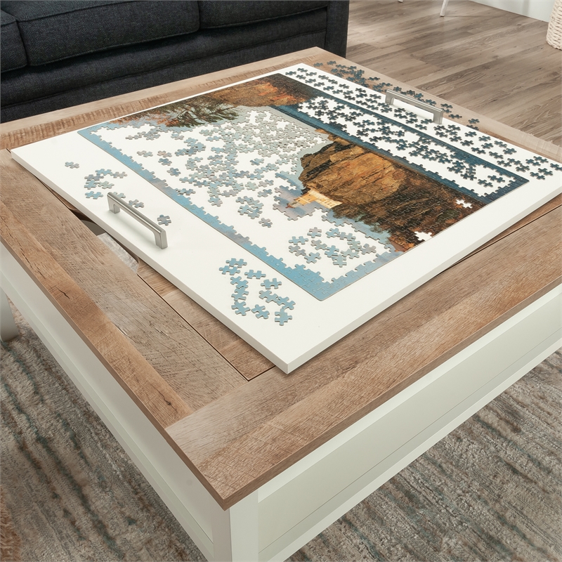 Pemberly Row Engineered Wood Gaming Coffee Table in Soft White