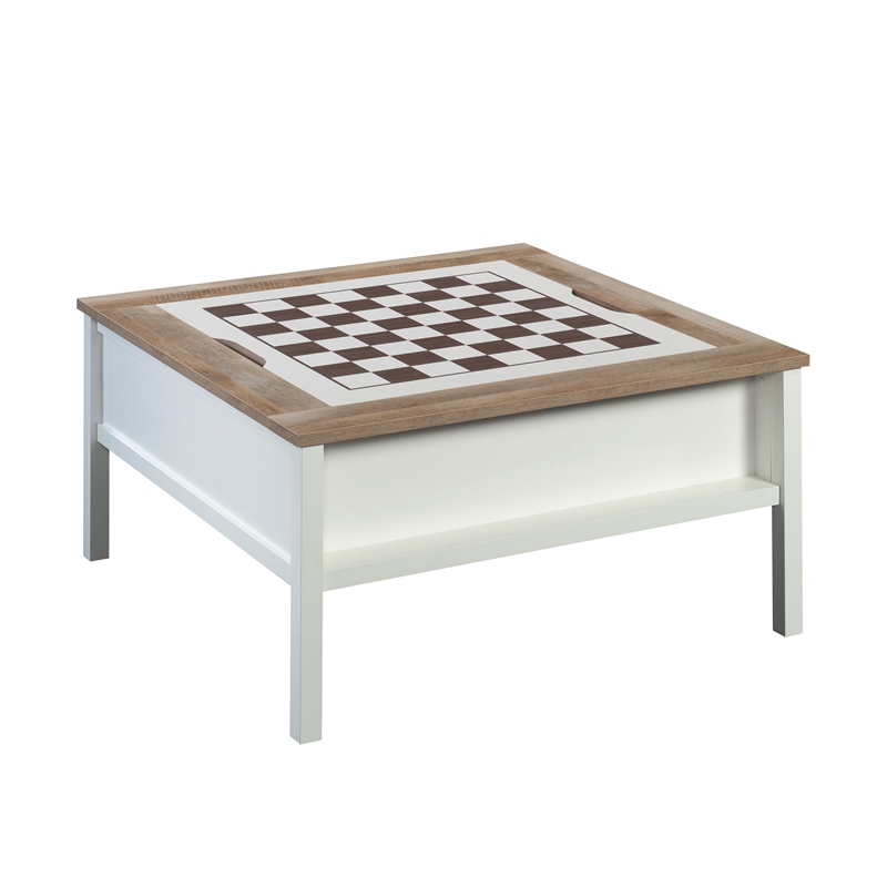 Pemberly Row Engineered Wood Gaming Coffee Table in Soft White