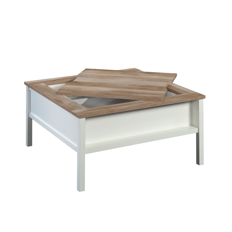 Pemberly Row Engineered Wood Gaming Coffee Table in Soft White