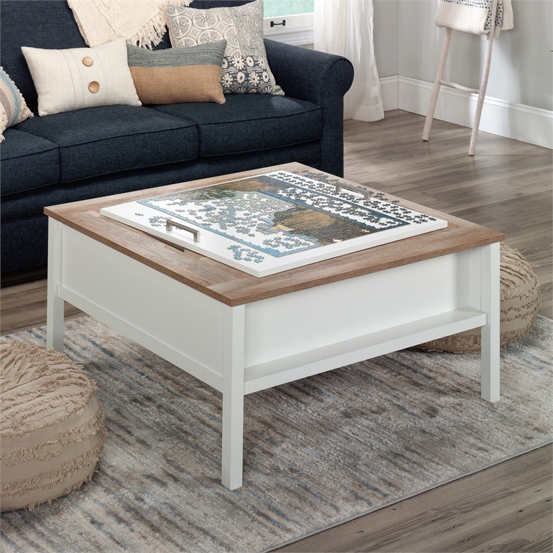 Pemberly Row Engineered Wood Gaming Coffee Table in Soft White