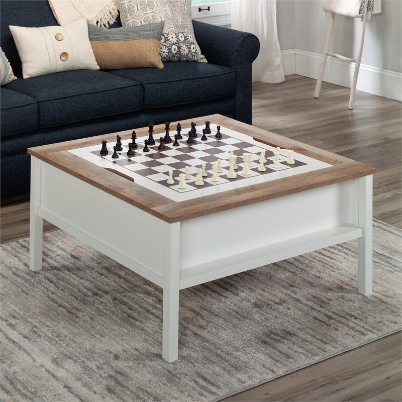 Pemberly Row Engineered Wood Gaming Coffee Table in Soft White