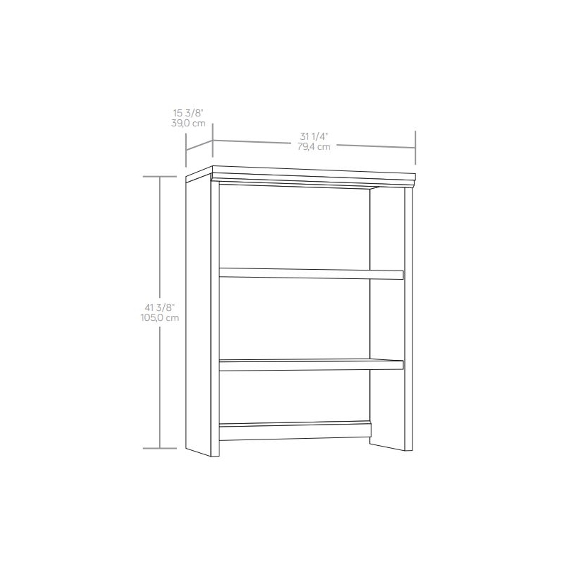Pemberly Row Engineered Wood Library Hutch in Pebble Pine / Brown Finish