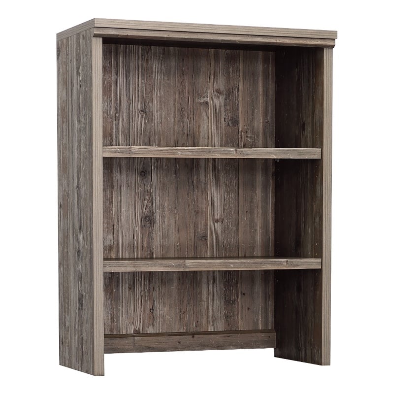 Pemberly Row Engineered Wood Library Hutch in Pebble Pine / Brown Finish