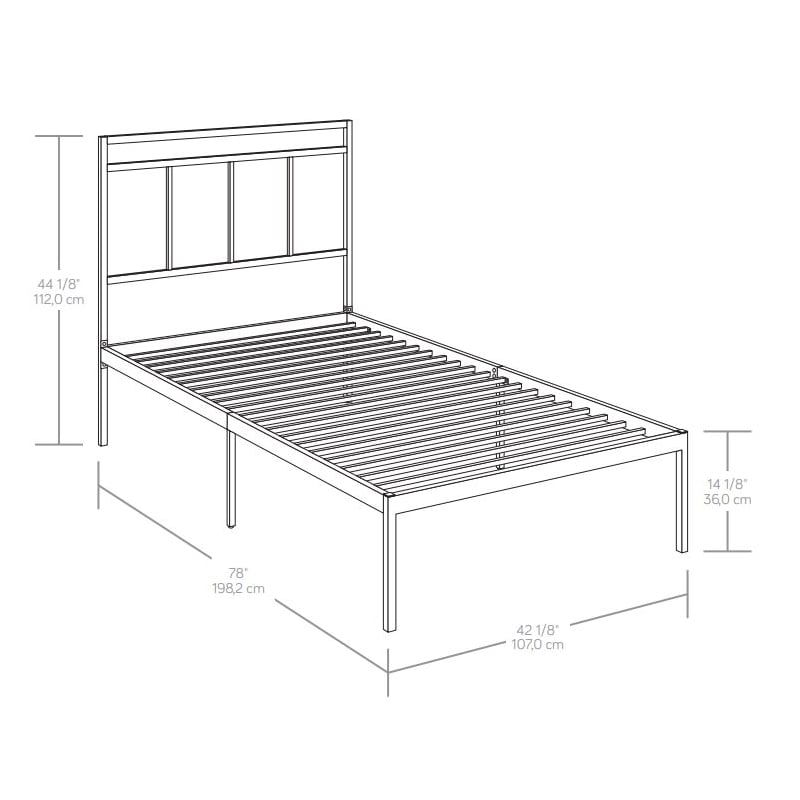 Pemberly Row Contemporary Metal Twin Platform Bed in Black Finish