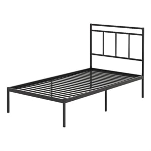Pemberly Row Contemporary Metal Twin Platform Bed in Black Finish