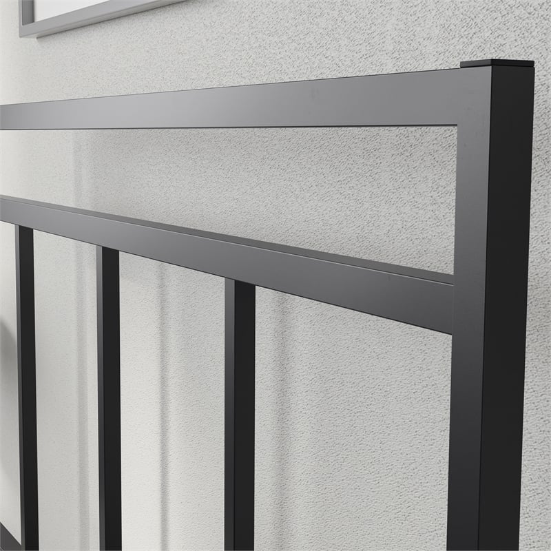 Pemberly Row Contemporary Metal Twin Platform Bed in Black Finish