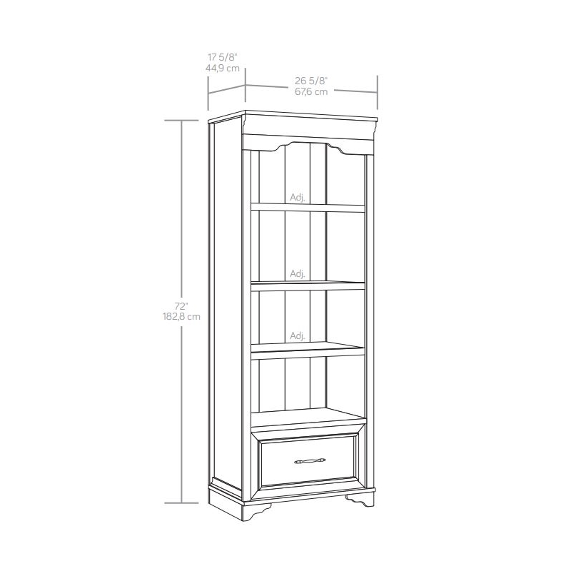 Pemberly Row Engineered Wood 4 Shelf Bookcase in Brushed Oak