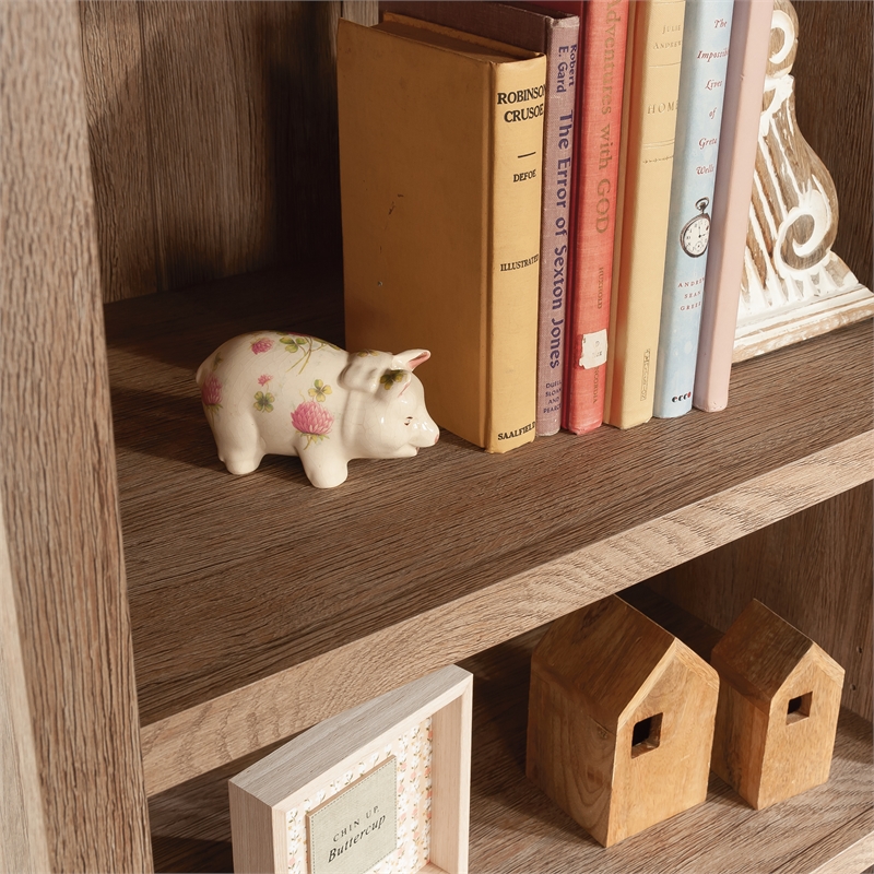 Pemberly Row Engineered Wood 4 Shelf Bookcase in Brushed Oak