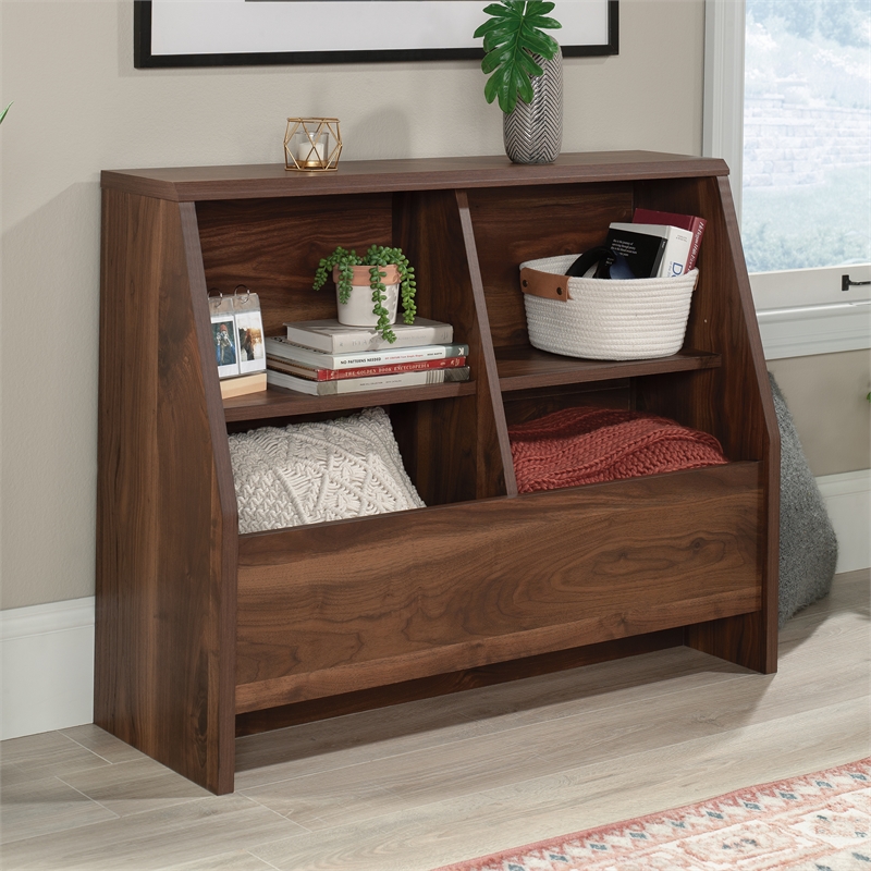Pemberly Row Engineered Wood Footboard/Bookcase in Grand Walnut