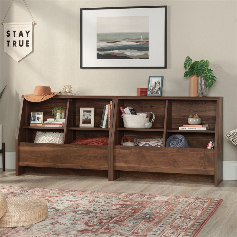 Pemberly Row Engineered Wood Footboard/Bookcase in Grand Walnut
