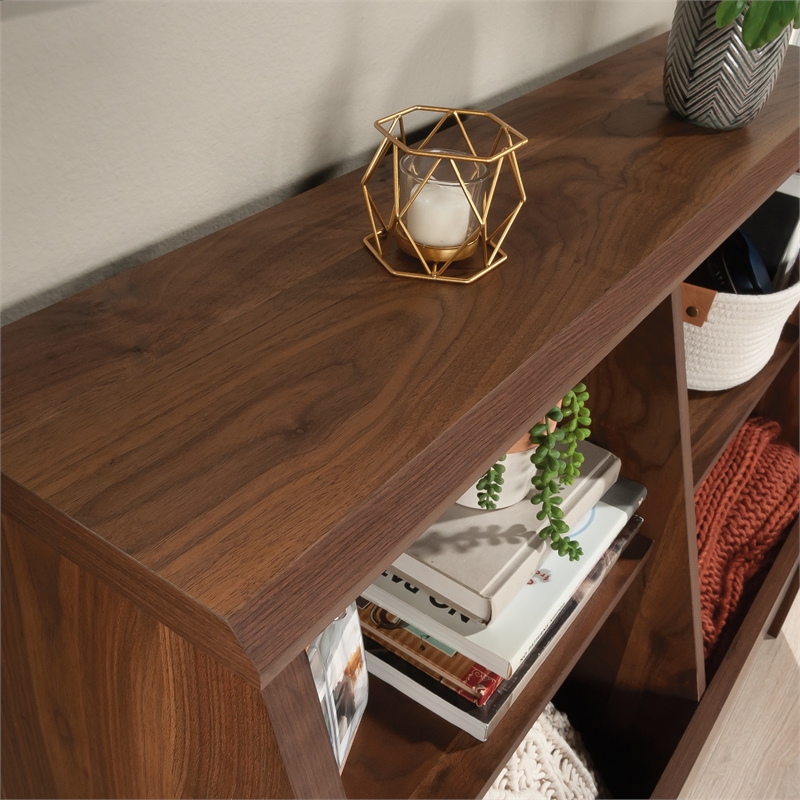 Pemberly Row Engineered Wood Footboard/Bookcase in Grand Walnut