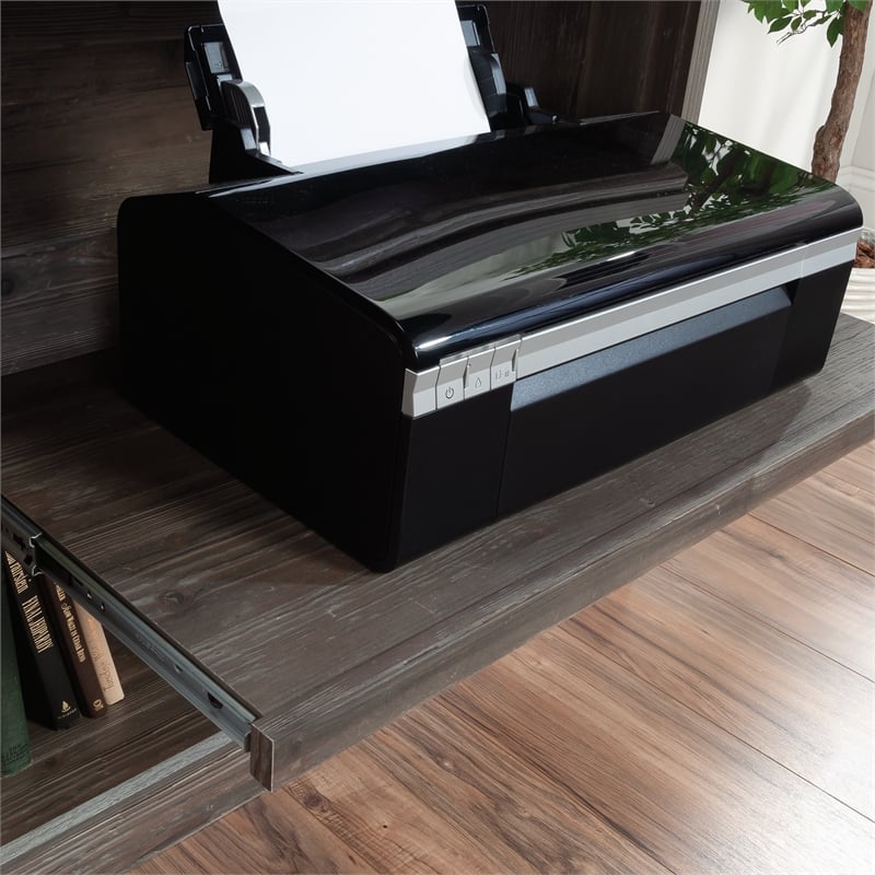 Pemberly Row Engineered Wood Credenza in Pebble Pine/Brown Finish