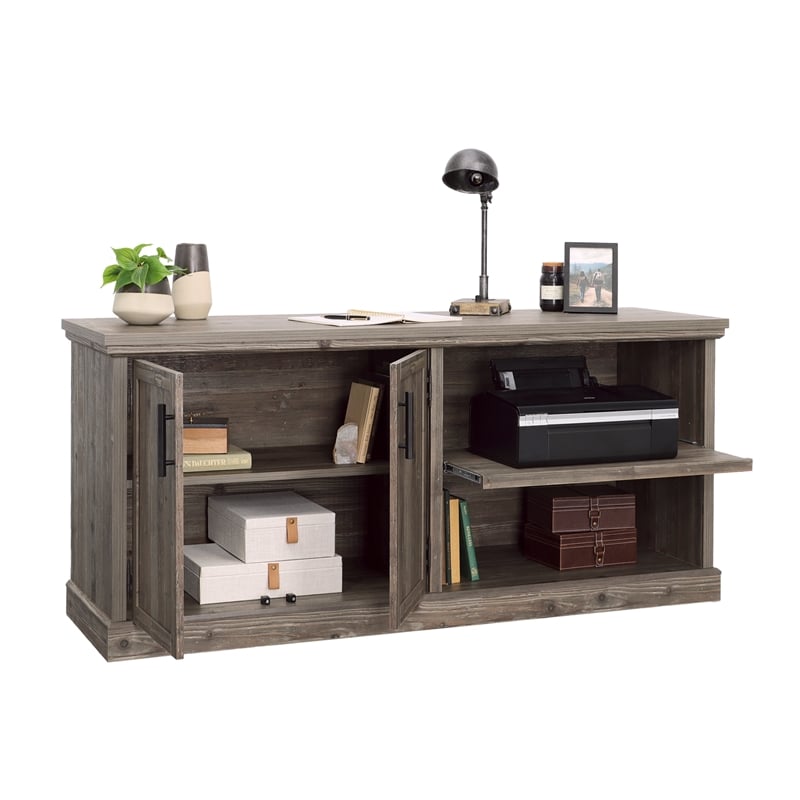 Pemberly Row Engineered Wood Credenza in Pebble Pine/Brown Finish
