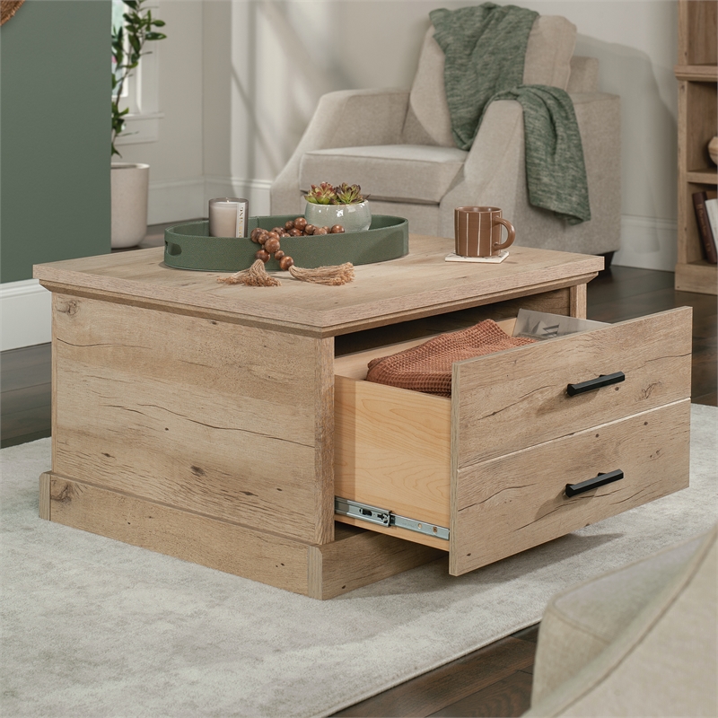 Pemberly Row Engineered Wood Coffee Table in Prime Oak Finish