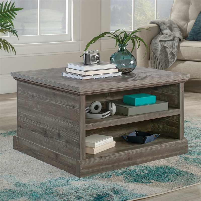 Pemberly Row Engineered Wood Coffee Table in Pebble Pine/Brown