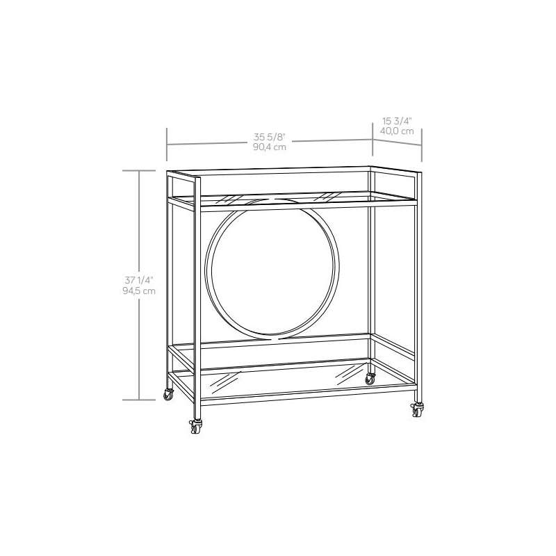 Pemberly Row Contemporary Metal / Glass Bar Cart in Silver Finish