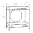Pemberly Row Contemporary Metal / Glass Bar Cart in Silver Finish
