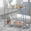 Pemberly Row Contemporary Metal / Glass Bar Cart in Silver Finish
