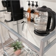 Pemberly Row Contemporary Metal / Glass Bar Cart in Silver Finish