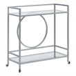 Pemberly Row Contemporary Metal / Glass Bar Cart in Silver Finish