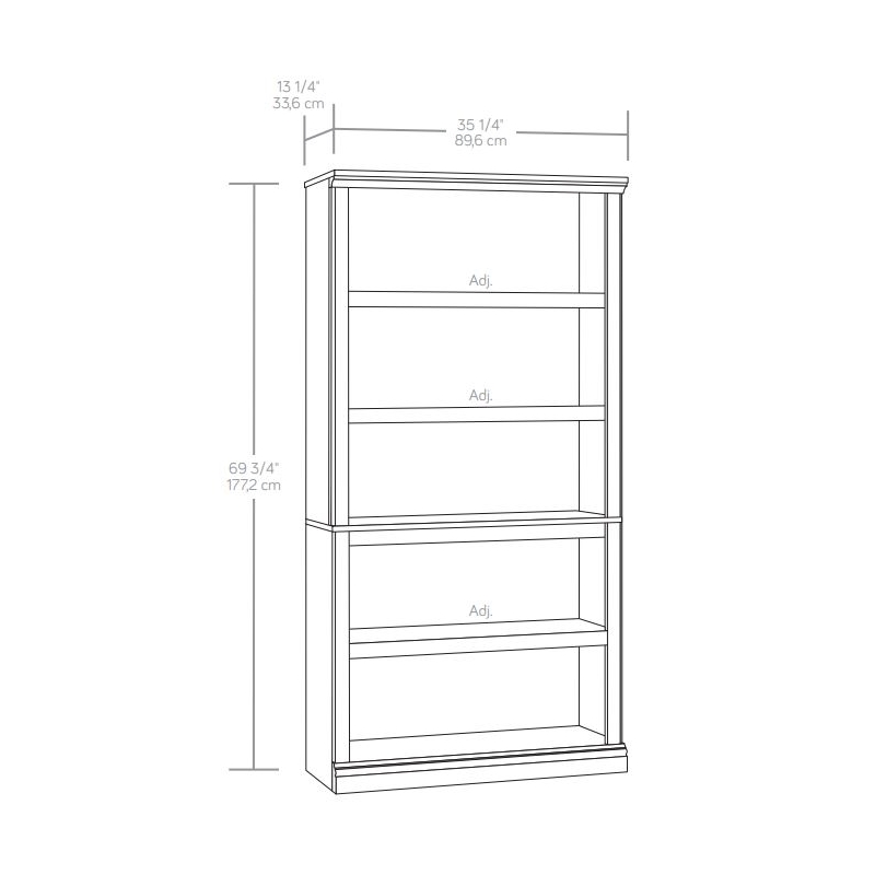 Pemberly Row Engineered Wood 5-Shelf Bookcase in Glacier Oak