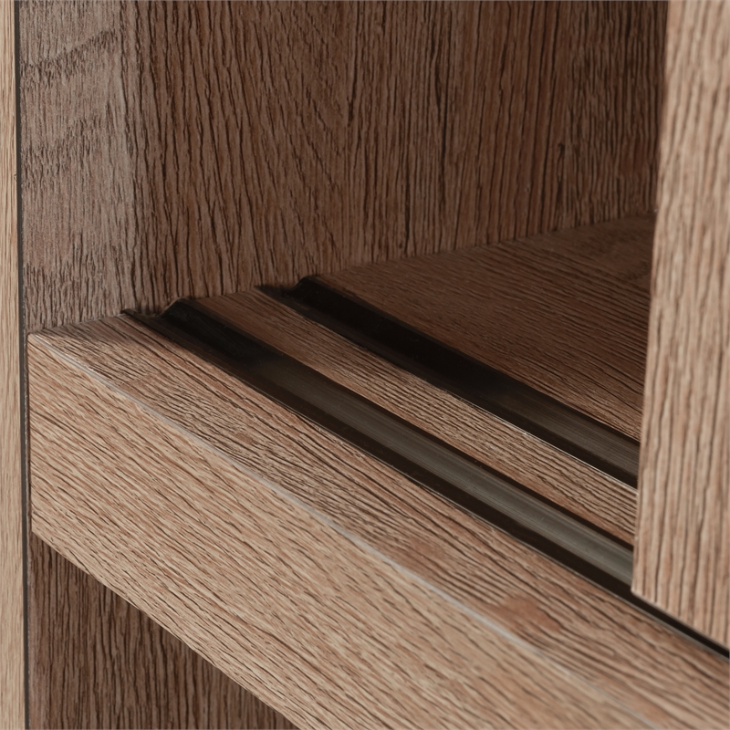 Pemberly Row Engineered Wood Library Hutch in Brushed Oak Finish