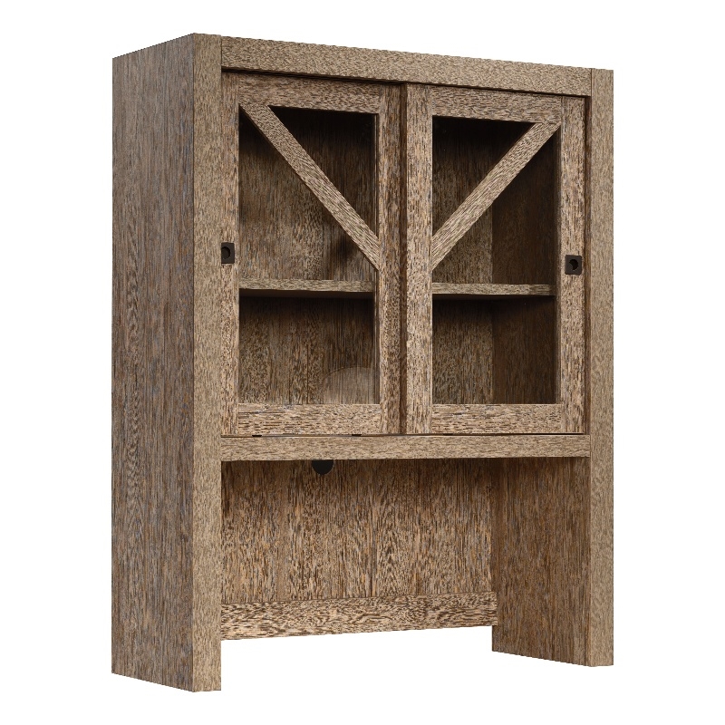 Pemberly Row Engineered Wood Library Hutch in Brushed Oak Finish