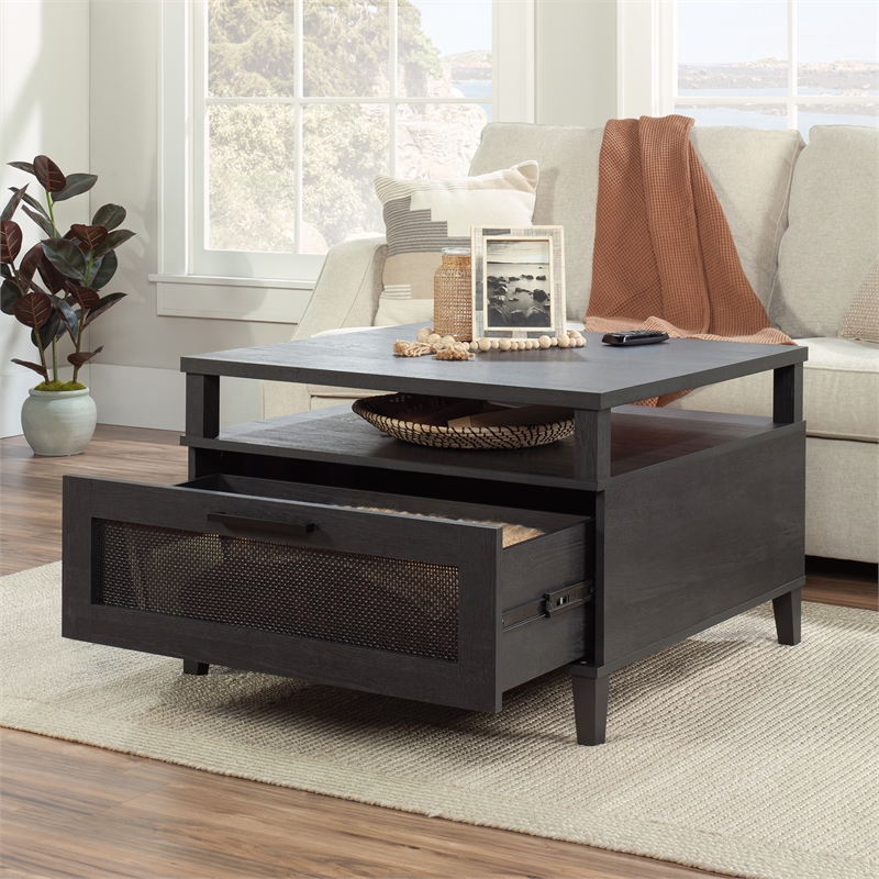 Pemberly Row Engineered Wood Coffee Table in Raven Oak Finish